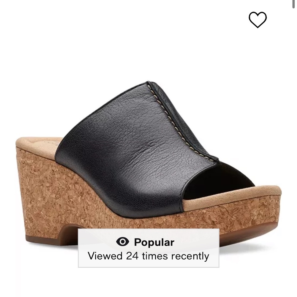 Clark’s black cork wedge size 7. Worn one time